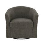 Poltrona girevole a barilotto con borchie – Cammello chiaro / Grigio / Bianco / Blu / Grigio chiaro, 1 posto