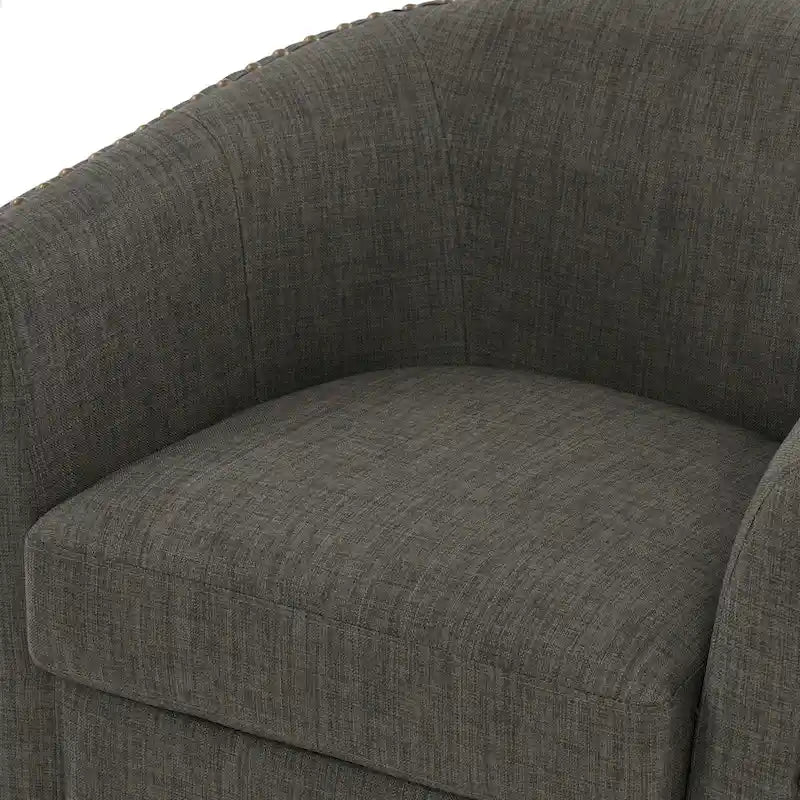 Poltrona girevole a barilotto con borchie – Cammello chiaro / Grigio / Bianco / Blu / Grigio chiaro, 1 posto