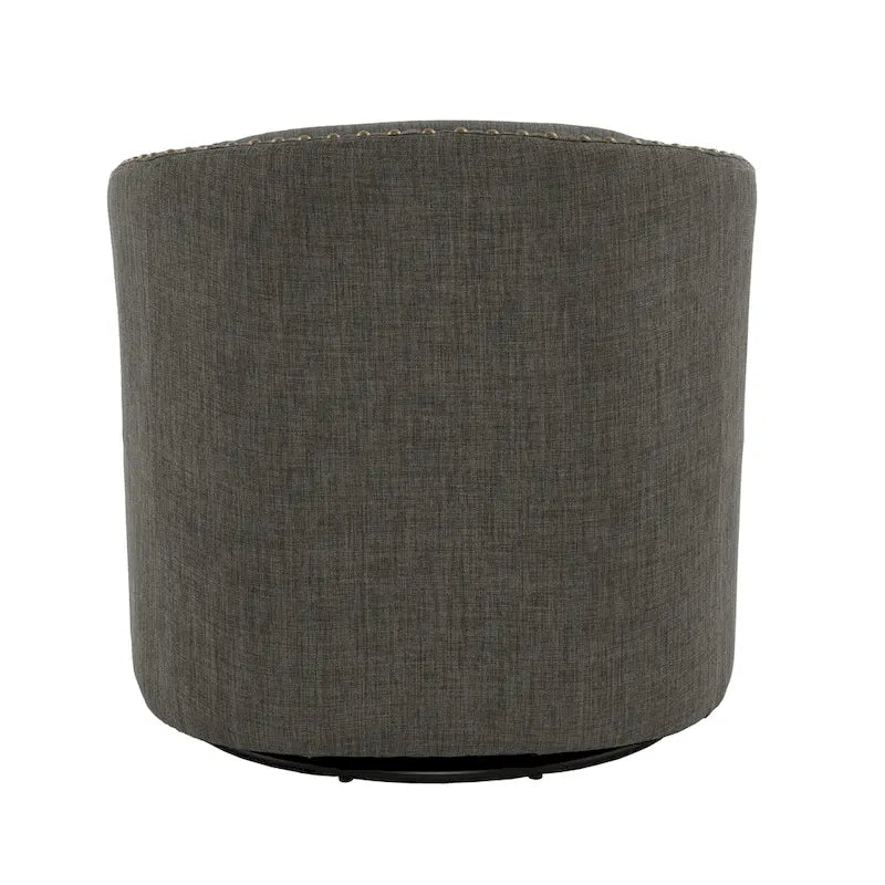Poltrona girevole a barilotto con borchie – Cammello chiaro / Grigio / Bianco / Blu / Grigio chiaro, 1 posto